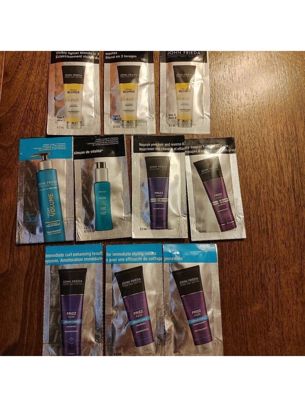 John Frieda Sample Lot of 10 Sheer Blonde Frizz Ease Luxurious Volume
